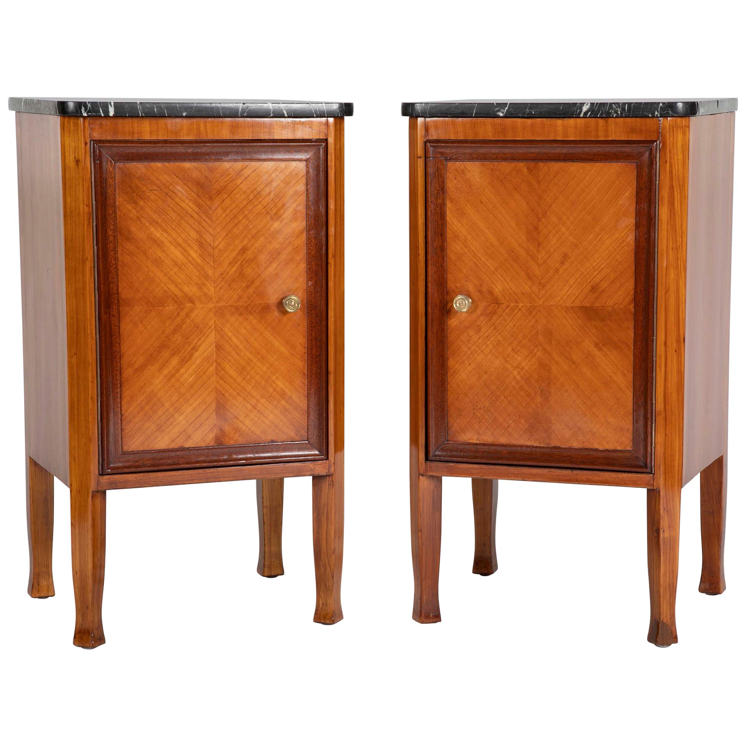 Pair of Italian Fruit Wood Bedside Cabinets