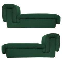 Pair of Italian Fully Upholstered Modernist Chaise Longues