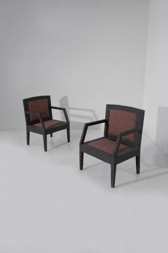 Pair of Italian Futurist armchairs with coloured fabric