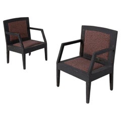 Pair of Italian Futurist armchairs with coloured fabric