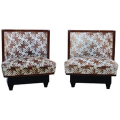 Pair of Italian Futurist Bedroom Armchairs 1930 Atelier Borsani Attributed