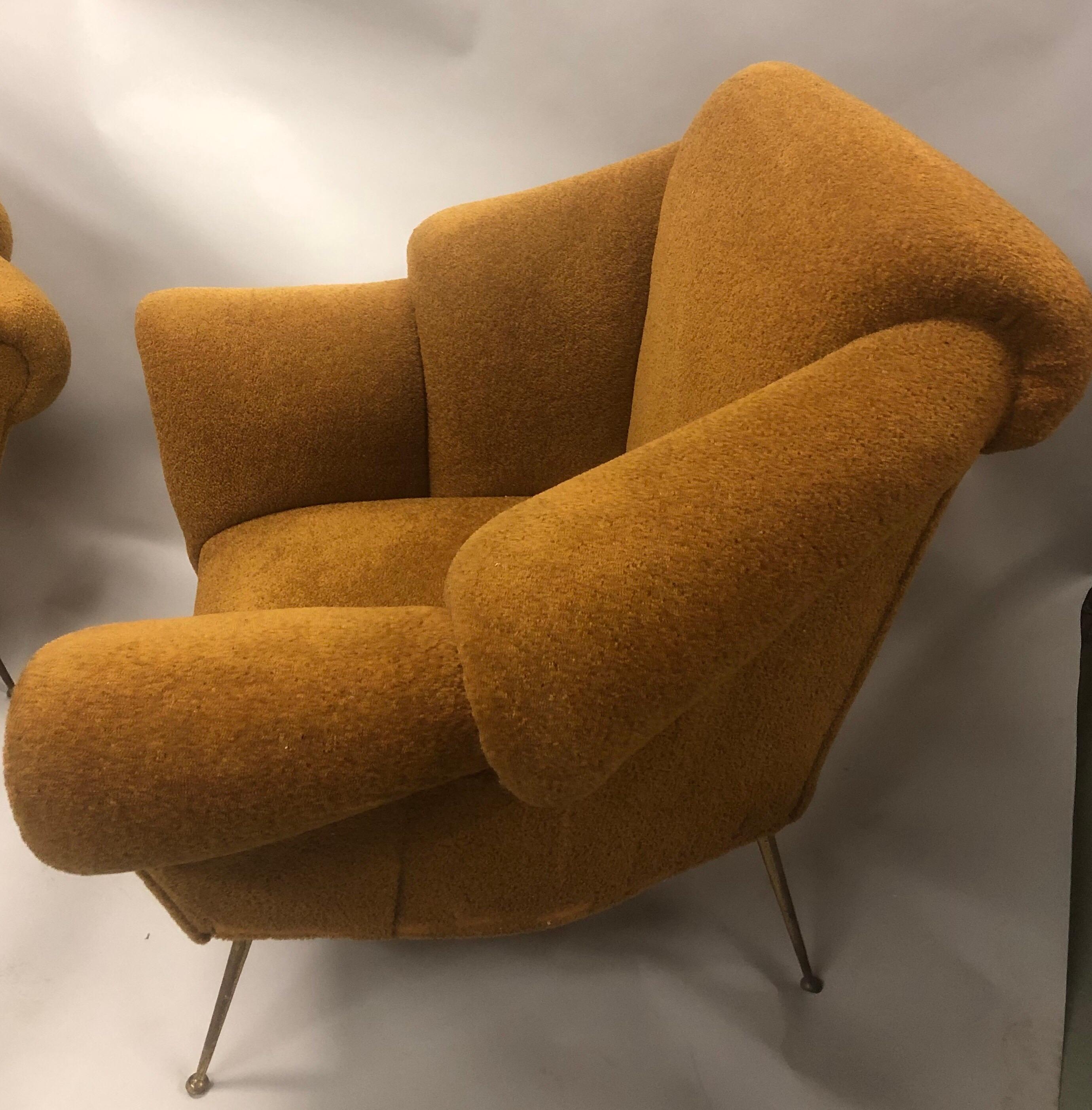 Mid-Century Modern Pair of Italian Futurist Lounge Chairs / Armchairs Attributed to Giacomo Balla