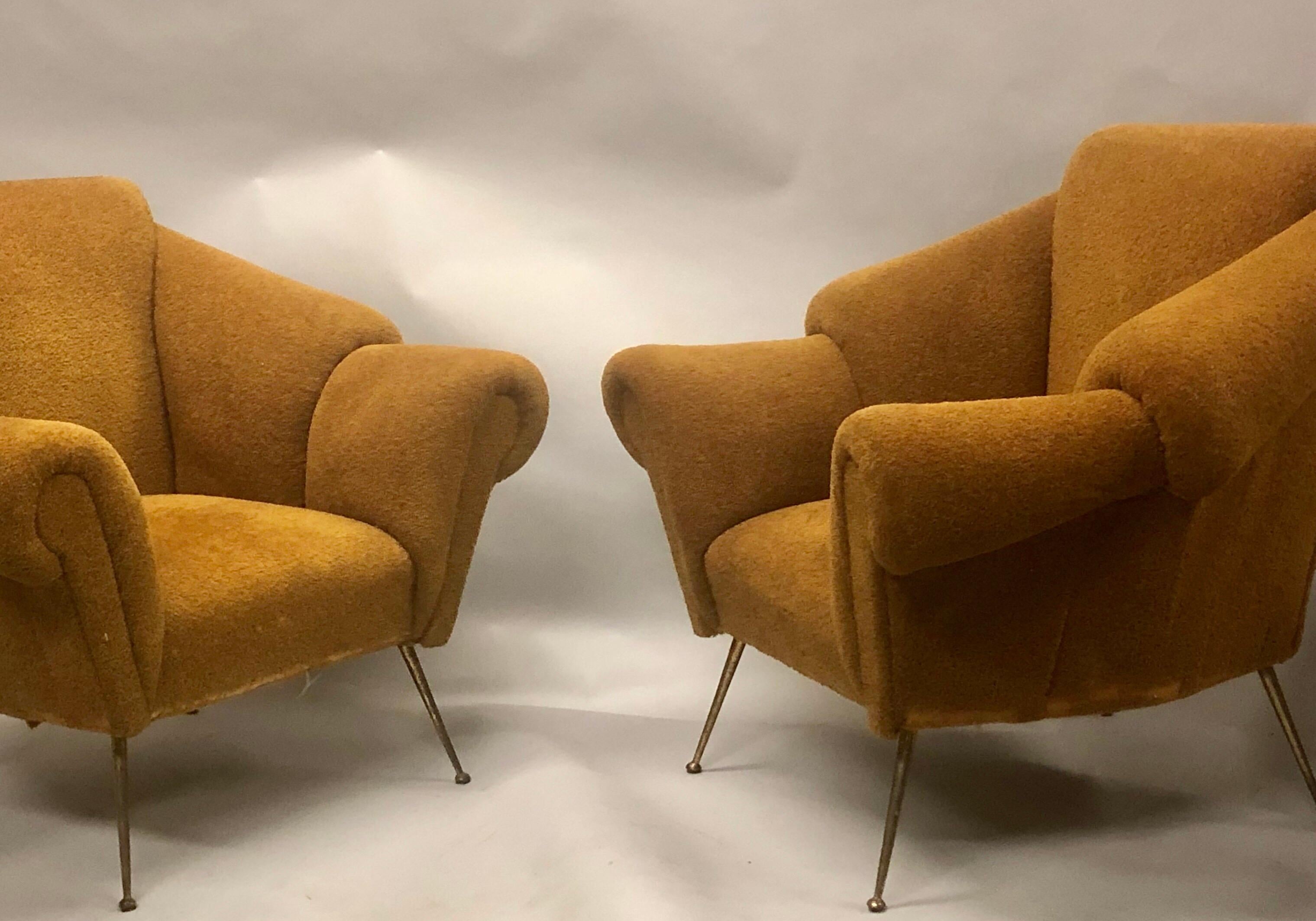 20th Century Pair of Italian Futurist Lounge Chairs / Armchairs Attributed to Giacomo Balla