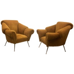 Pair of Italian Futurist Lounge Chairs / Armchairs Attributed to Giacomo Balla