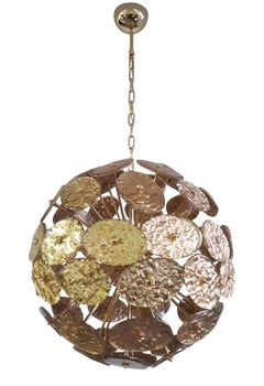 Pair of Italian “Galattico” Sputnik Chandelier – Dark Gold Murano Glass, 1980's.
