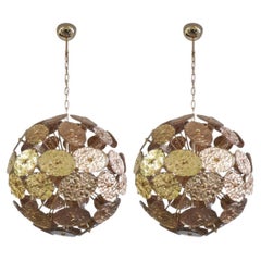 Pair of Italian “Galattico” Sputnik Chandelier – Dark Gold Murano Glass, 1980's.