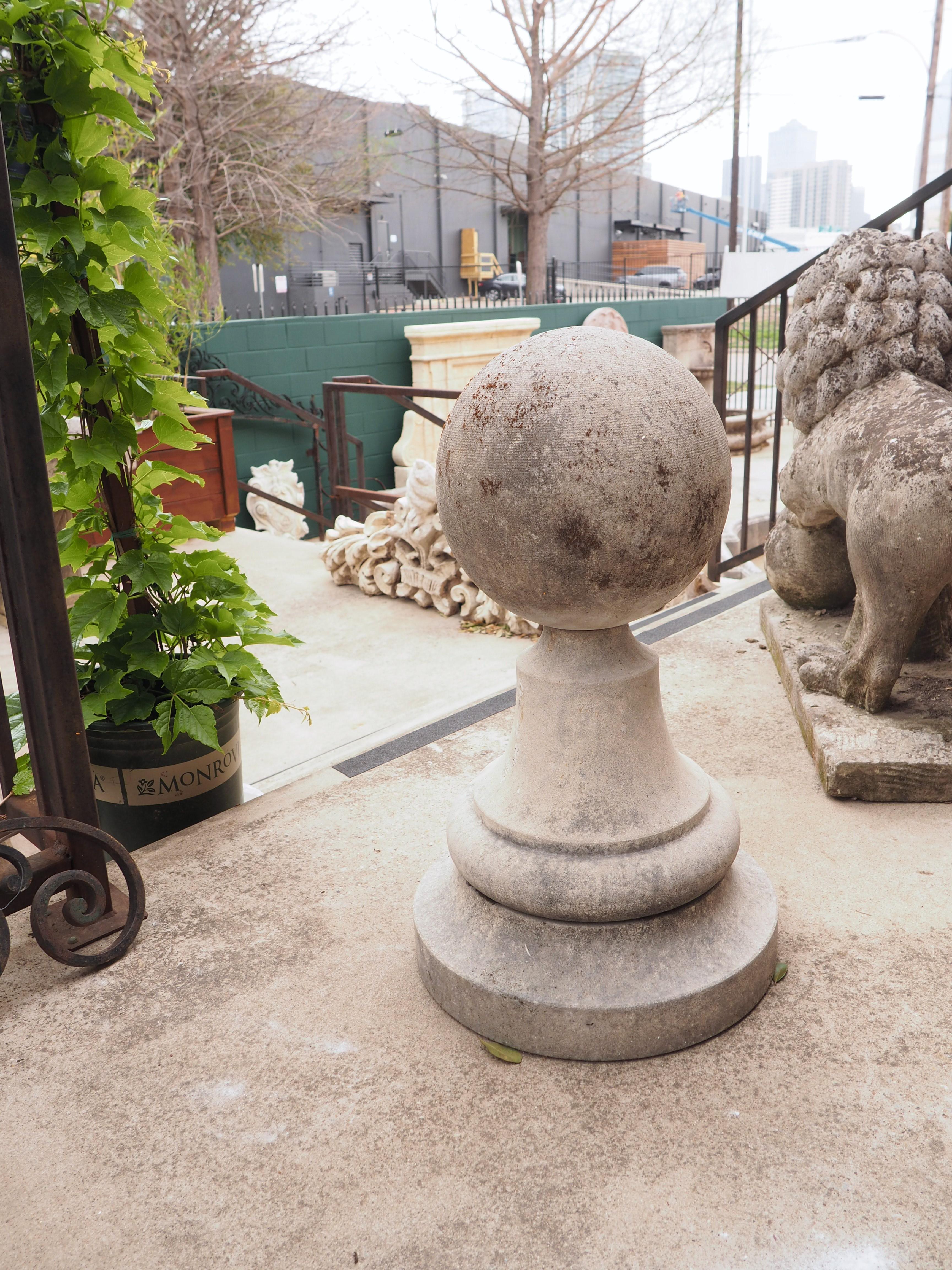 Pair of Italian Garden Ball Finials in Carved Limestone 5