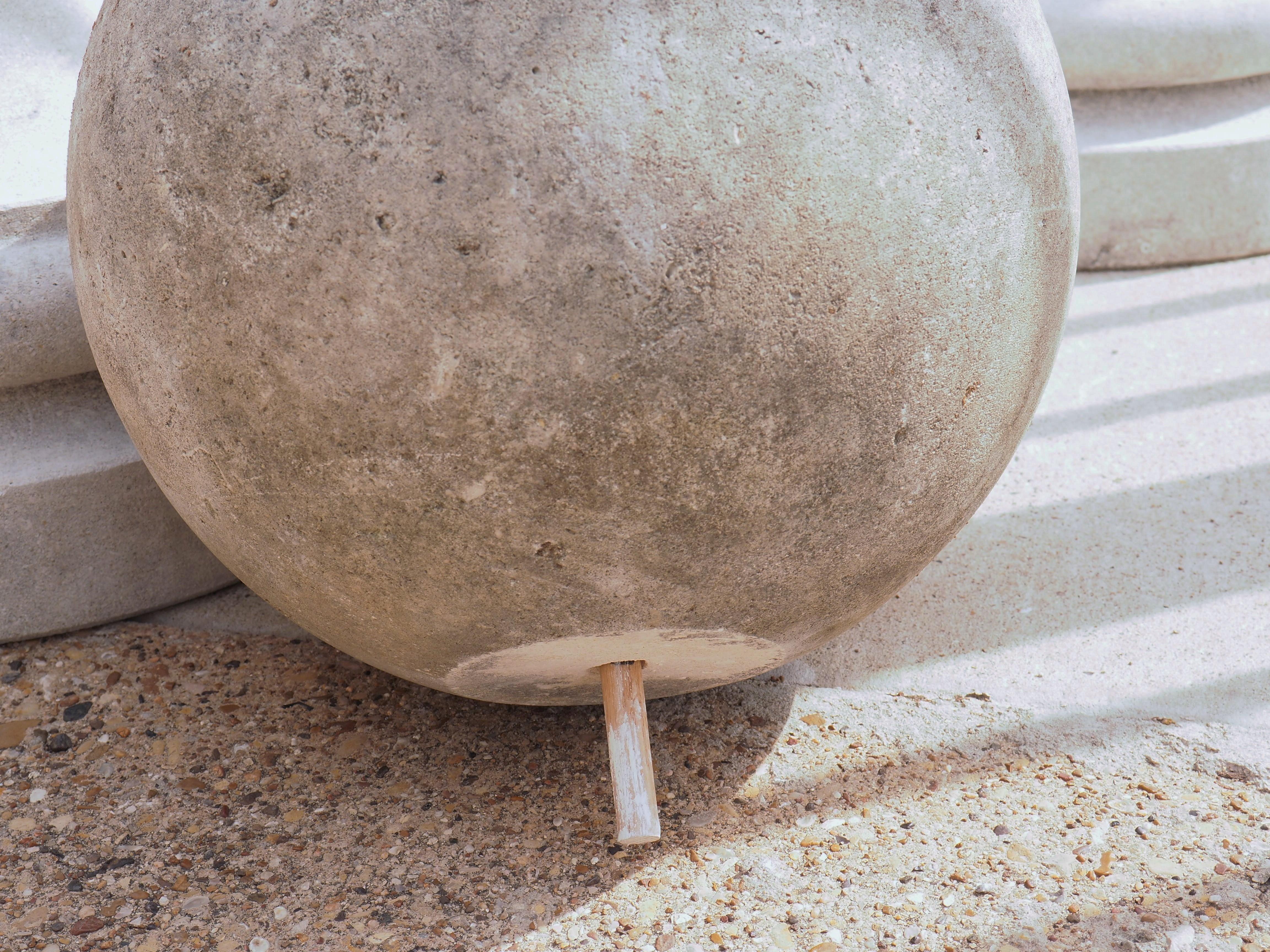 Hand-Carved Pair of Italian Garden Ball Finials in Carved Limestone