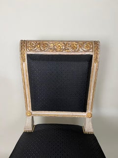 Pair of Italian Genoese Carved Parcel Gilt  Side Chairs, circa 1820-30