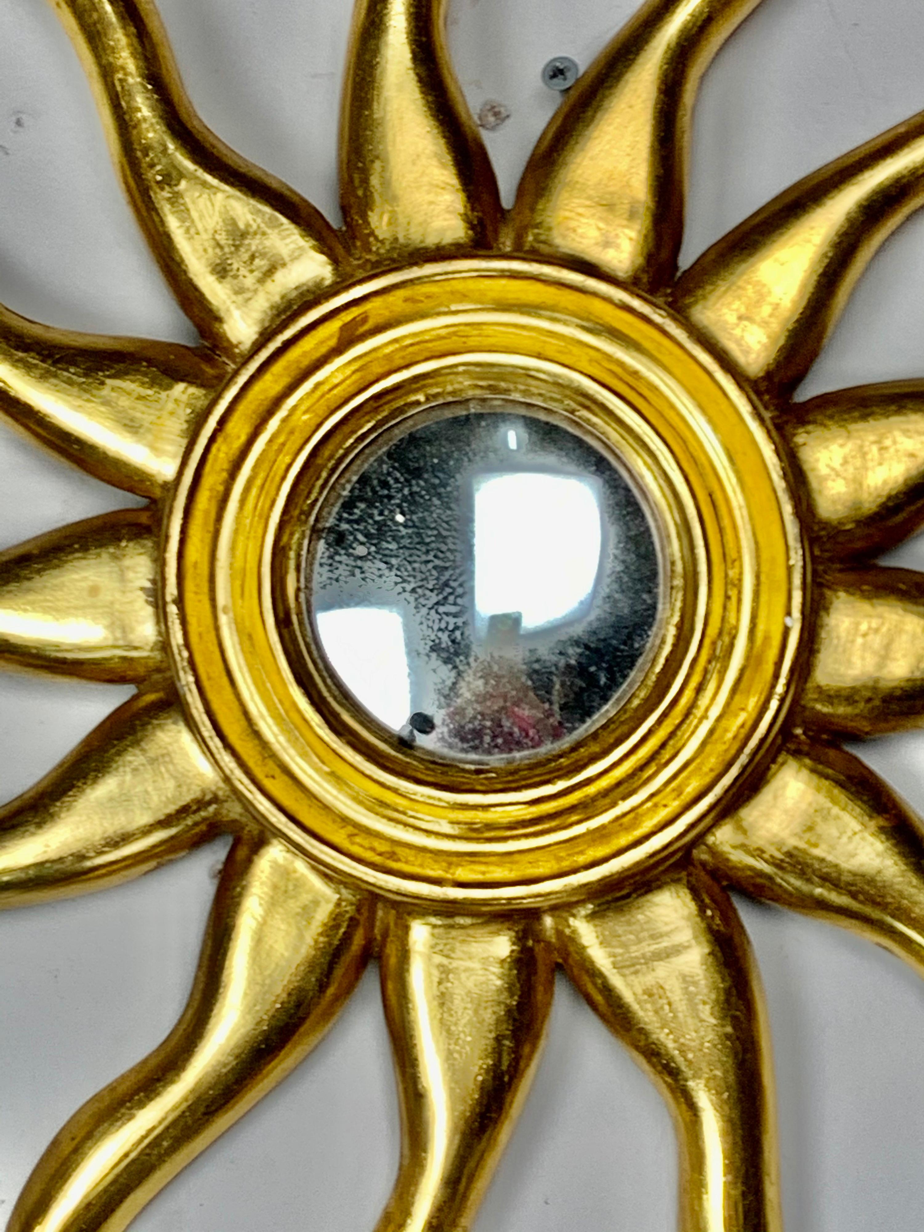 Mid-20th Century Pair of Italian Giltwood Sunburst Mirrors