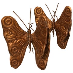 Pair of Italian Gilded Metal Butterflies