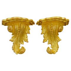 Pair of Italian Gilded Rococo Style Wall Shelves Brackets
