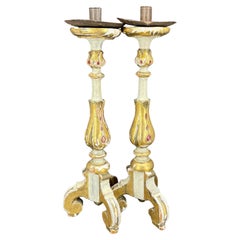 Pair of Italian Gilt Alter Candlesticks With Original Paint, 1930's