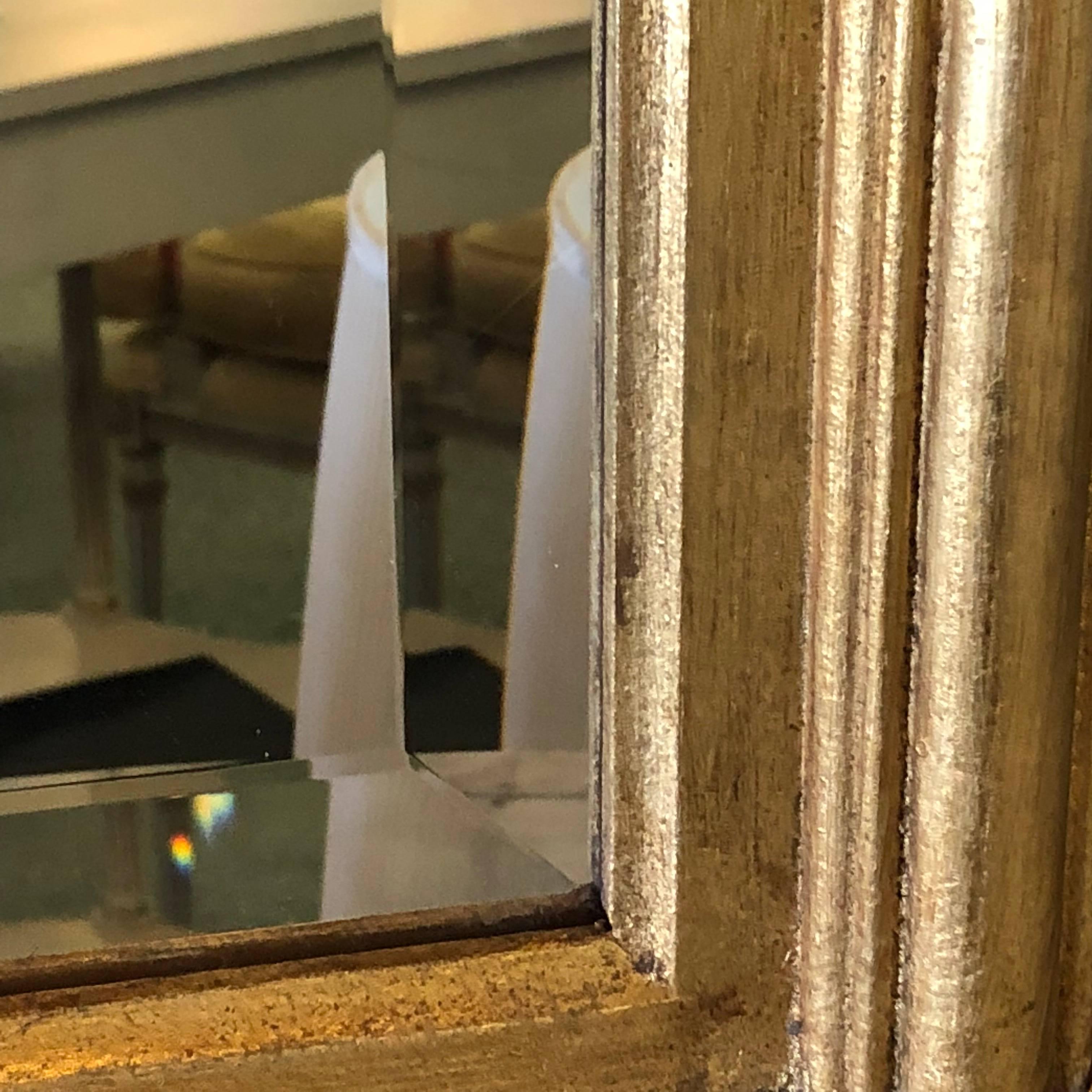 20th Century Pair of Italian Gilt and Ebony Beveled Monumental Console or Wall Mirrors