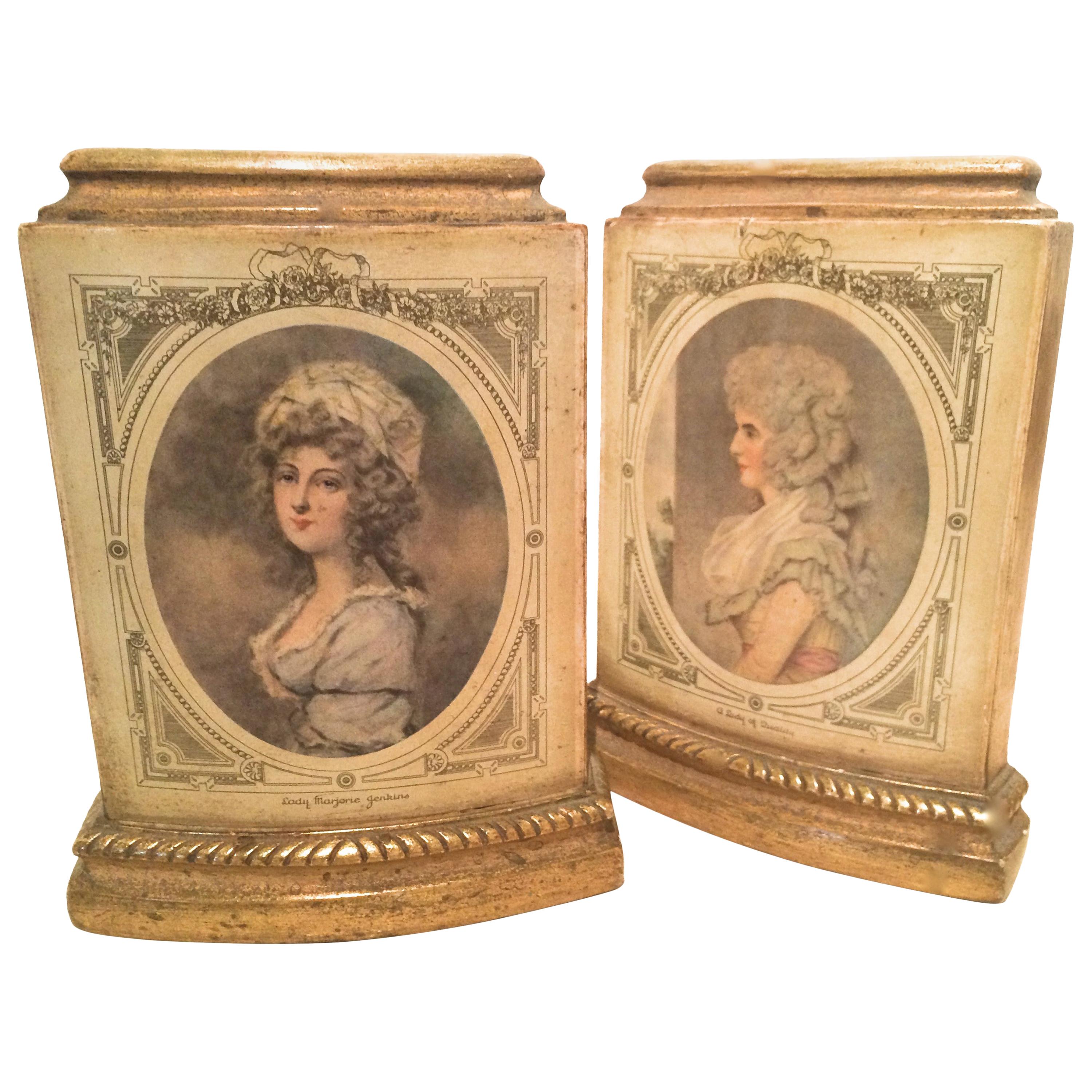 Pair of Italian Gilt Borghese Bookends with French Figures