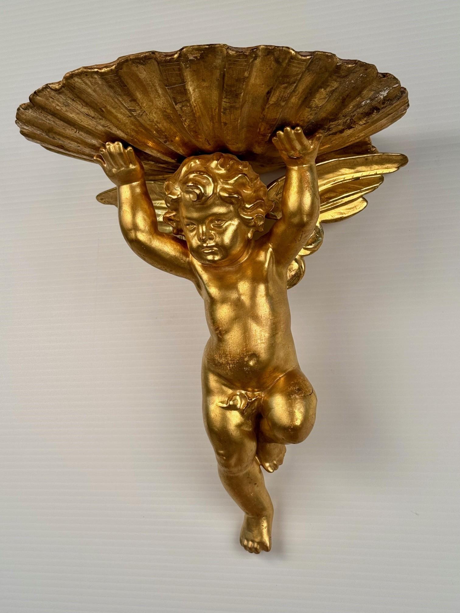 Pair of Italian Gilt Brackets Modelled as Cherubs For Sale 6