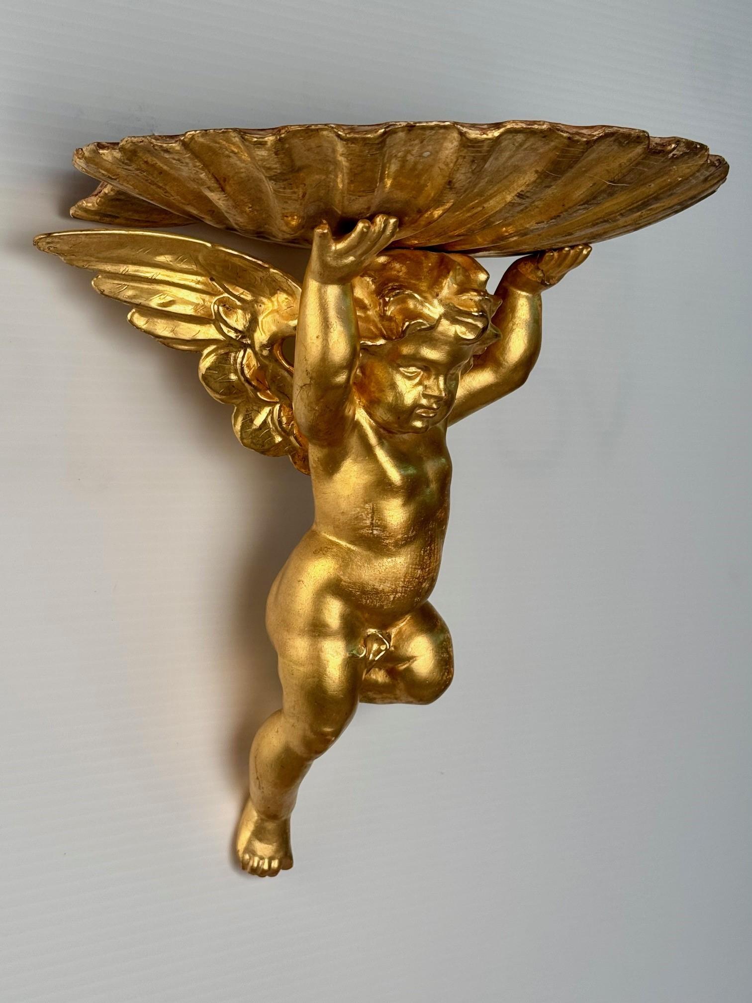Pair of Italian Gilt Brackets Modelled as Cherubs For Sale 8