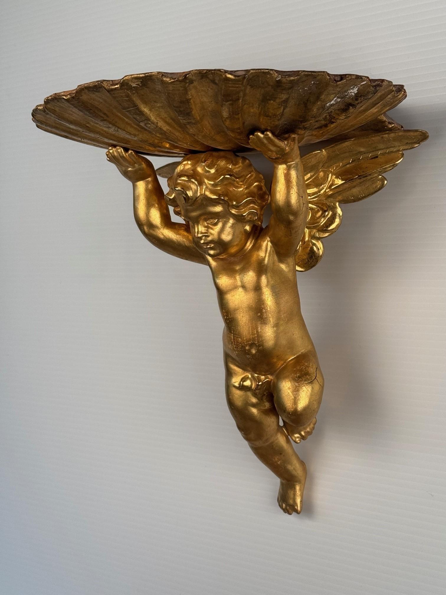 Pair of Italian Gilt Brackets Modelled as Cherubs For Sale 9