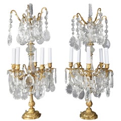 Pair of Italian Gilt Bronze and Cut Crystal Electrified Candelabra, circa 1900