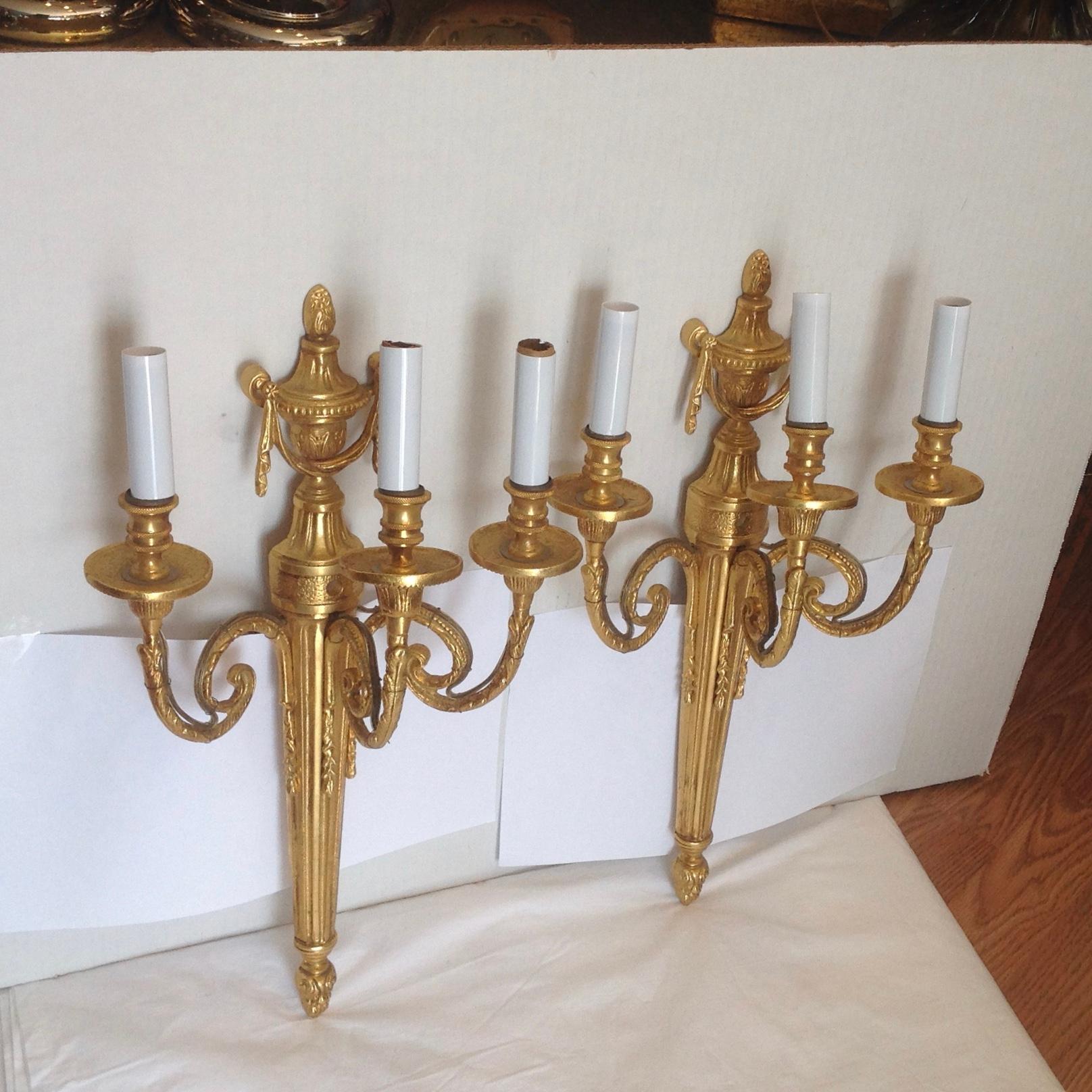 Pair of Italian Gilt Bronze Sconces 2