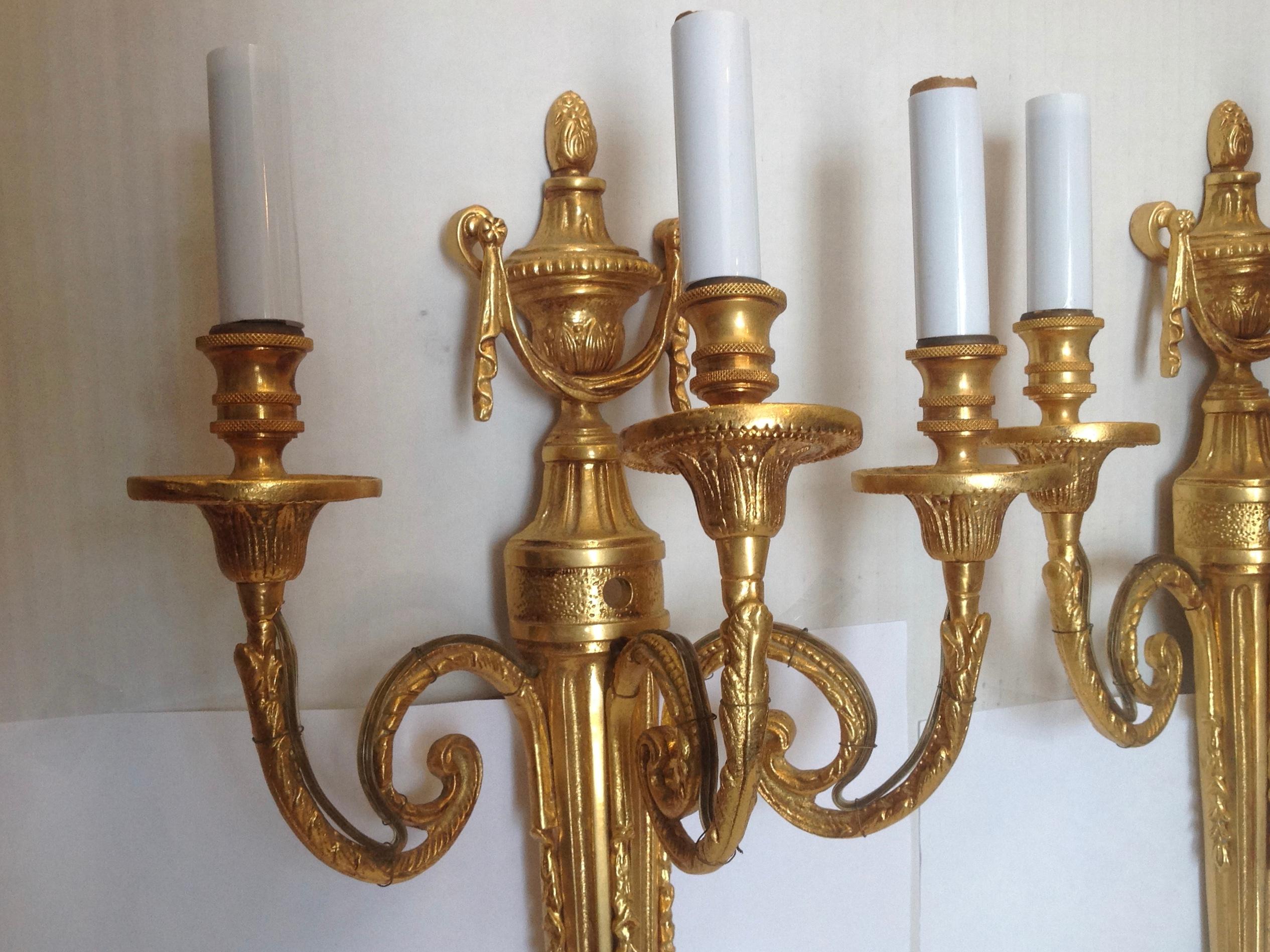 Pair of Italian Gilt Bronze Sconces 3