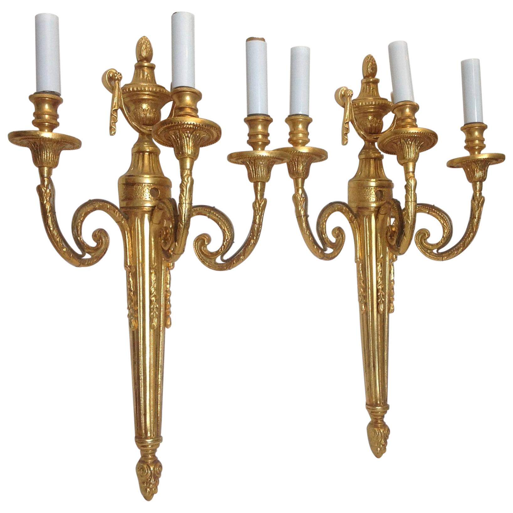 Pair of Italian Gilt Bronze Sconces