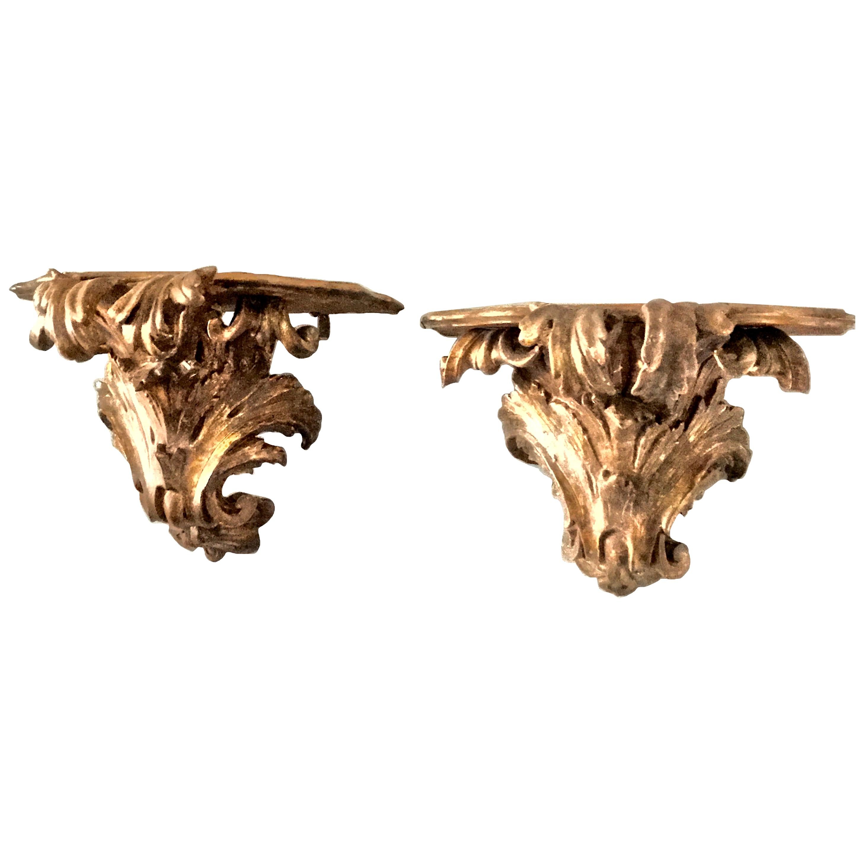 Pair Large Italian Gilt-Carved Brackets