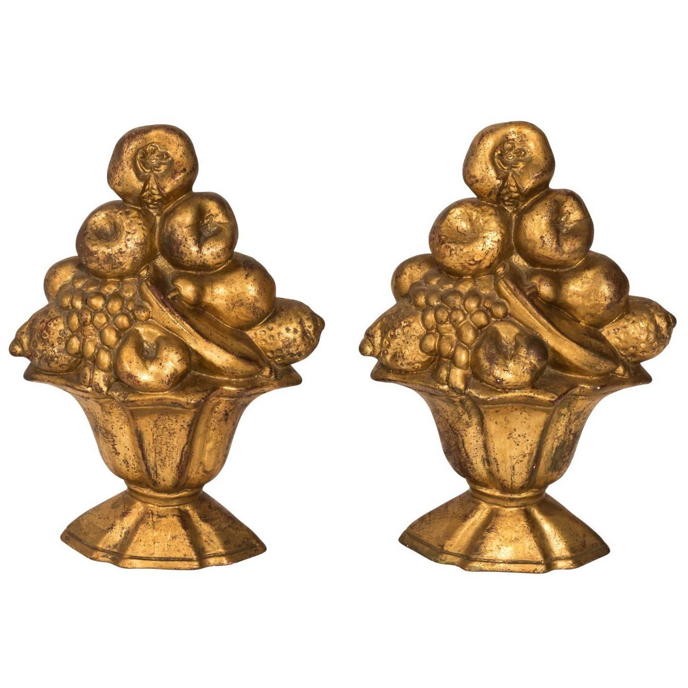 Pair of Italian Gilt Fruit Urns