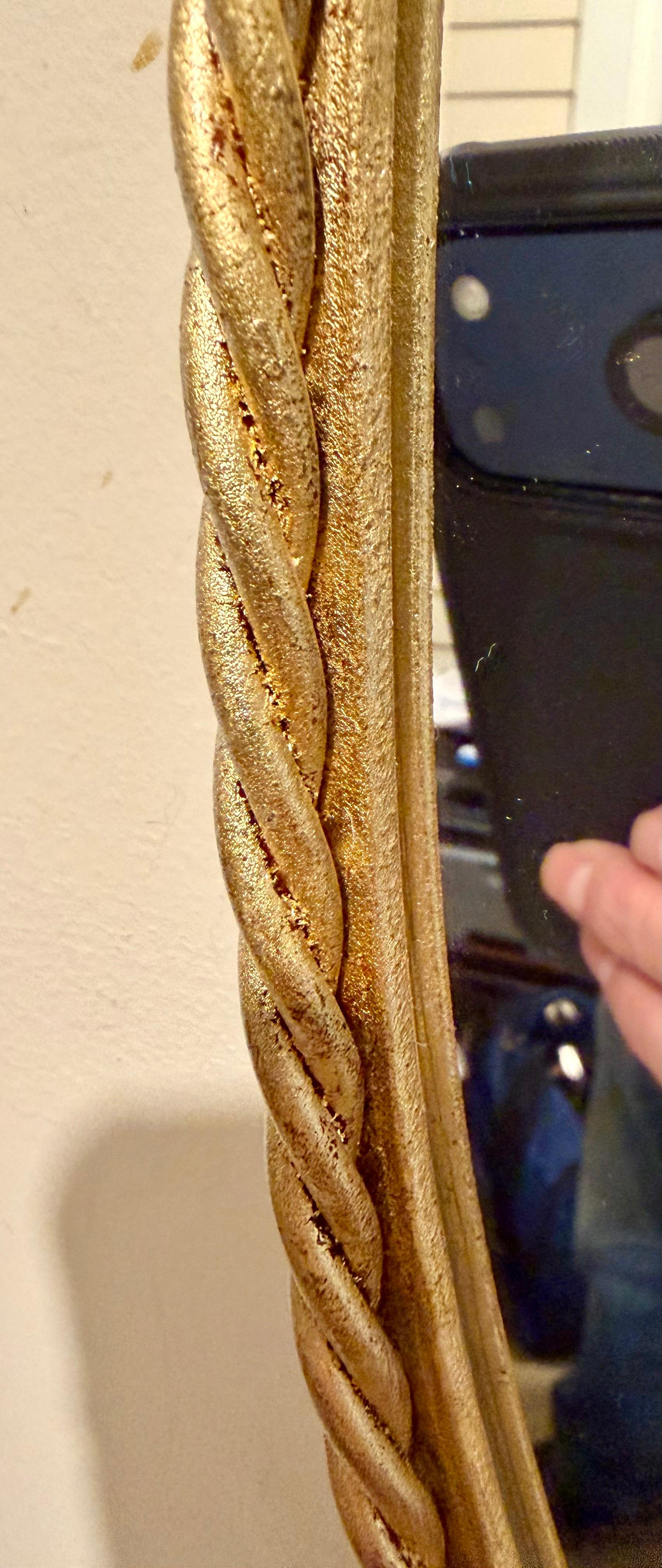 Doré Paire de miroirs à cordes en fer doré italiens en vente