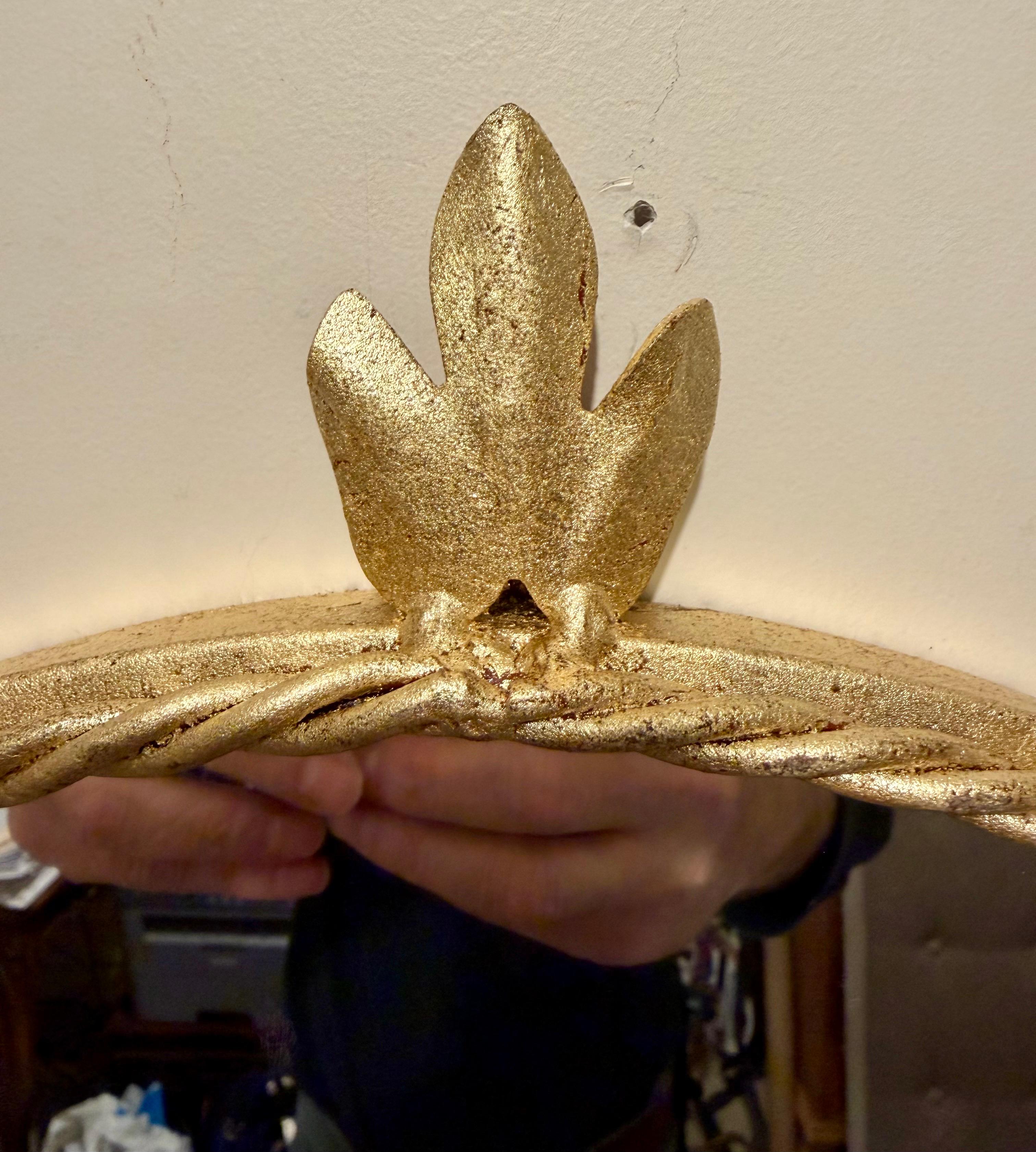 Paire de miroirs à cordes en fer doré italiens Bon état - En vente à New York, NY