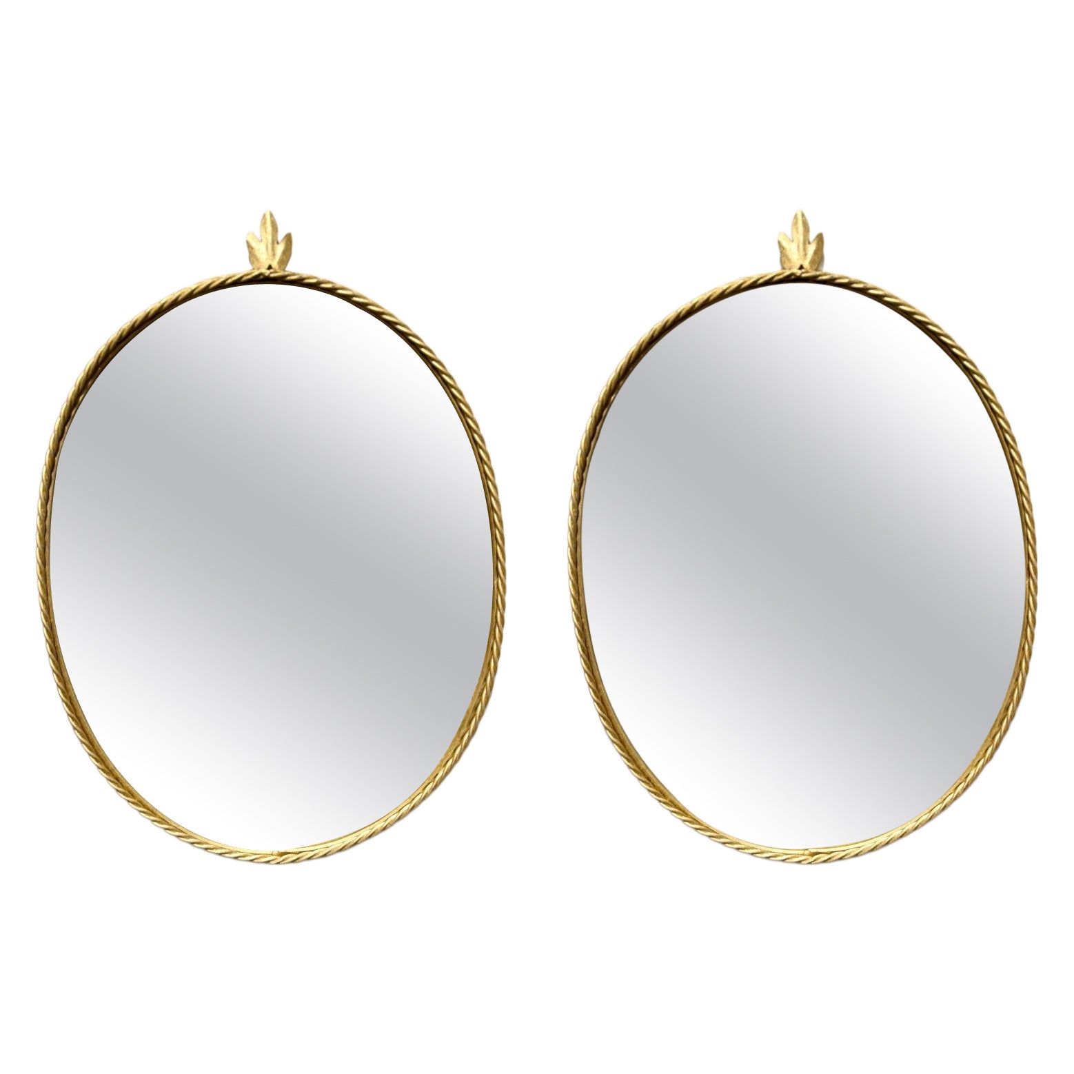 Pair of Italian Gilt Iron Rope Mirrors