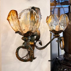 Pair of Italian Gilt Iron Sconces