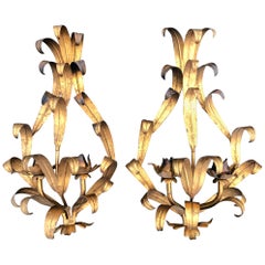 Pair of Italian Gilt Iron Wall Sconces