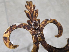 Pair of Italian Gilt Metal and Composite Leaf Motif Wall Sconces