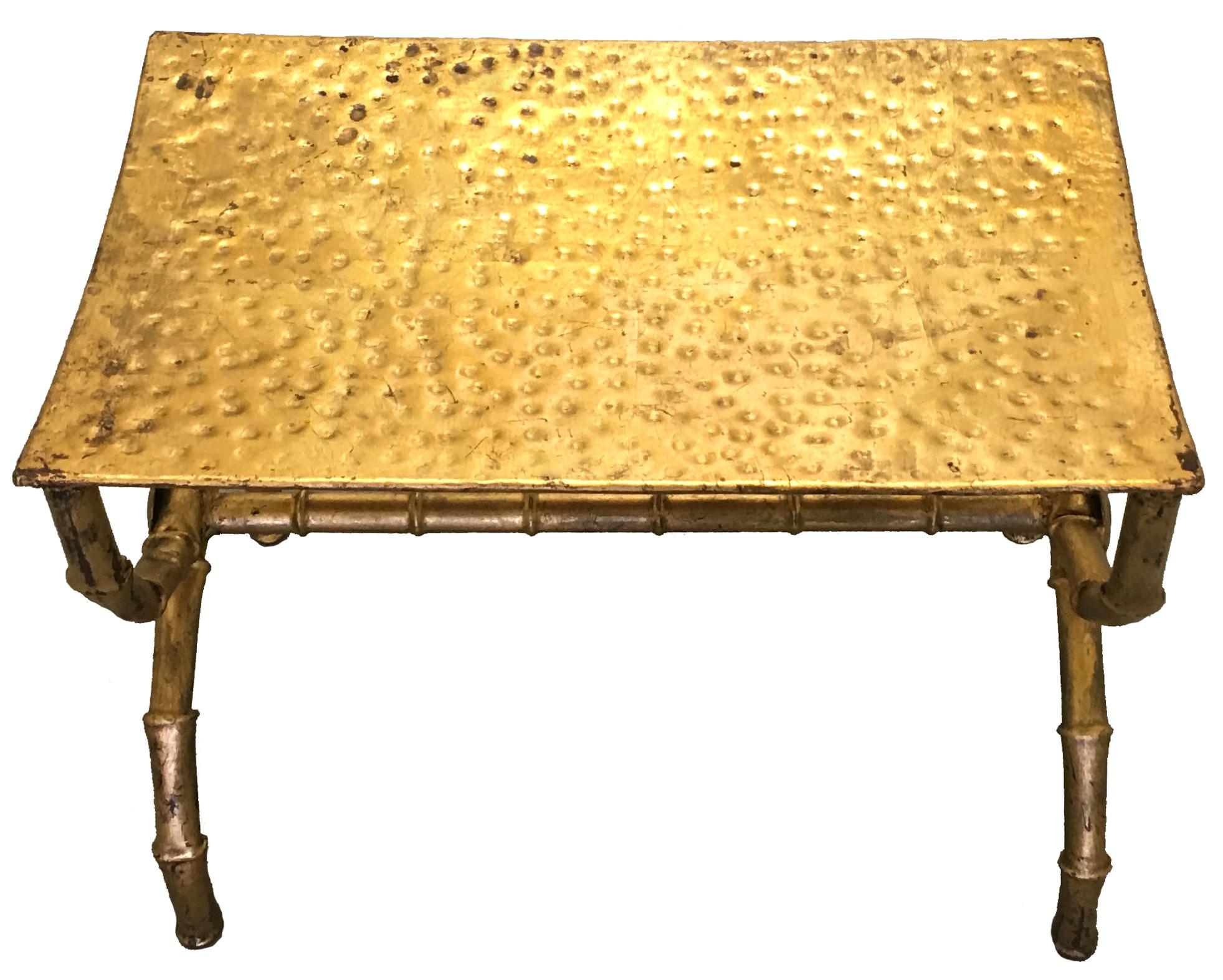 Mid-20th Century Pair of Italian Gilt Metal Bamboo Benches