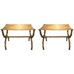 Pair of Italian Gilt Metal Bamboo Benches