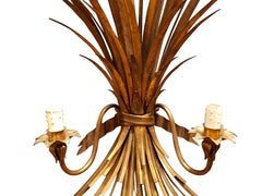 Pair of Italian Gilt Metal Wheat Sheaf Wall Sconces
