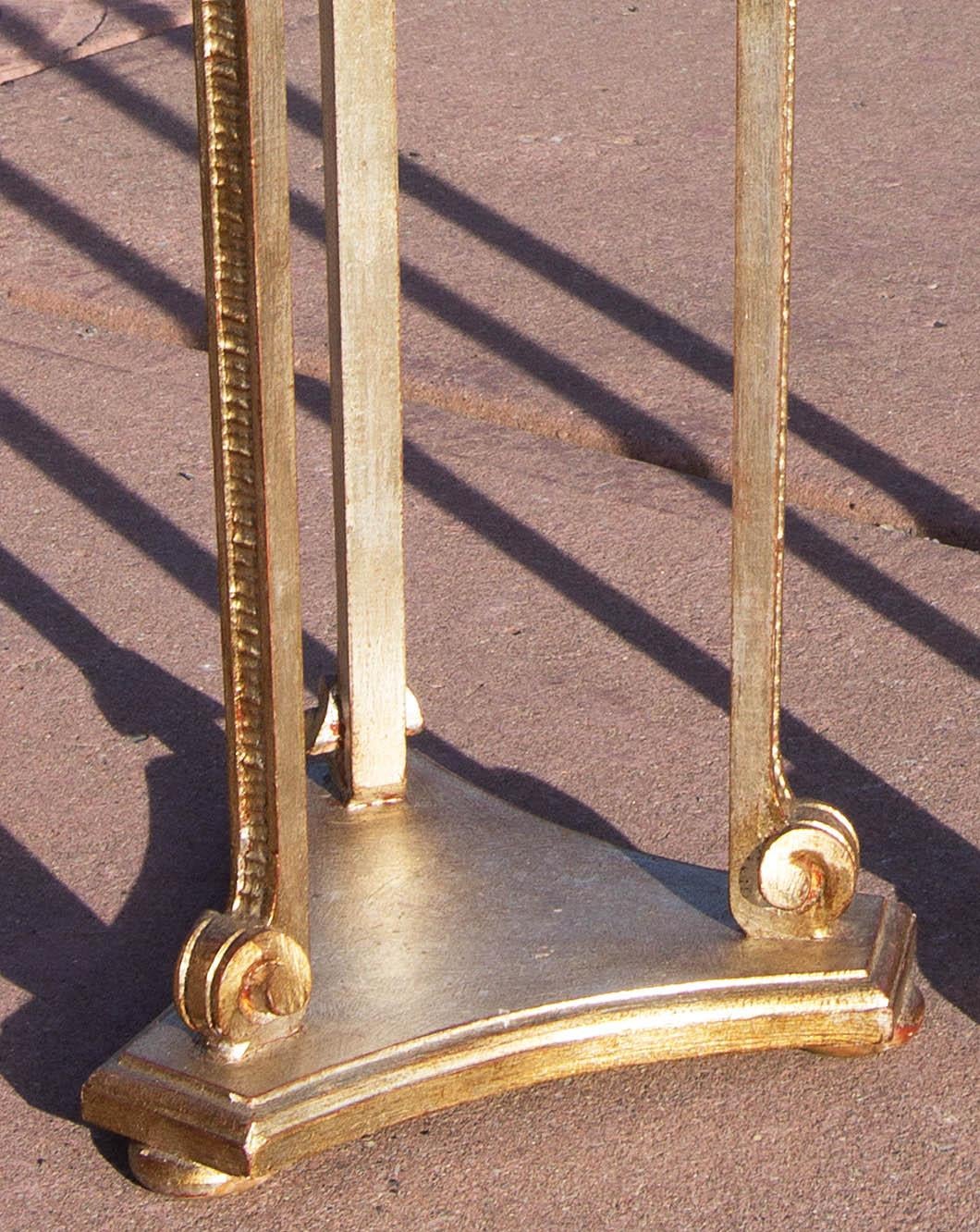 Carved Pair of Italian Gilt Neoclassical Torchère Stands Mid-Century Modern