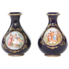 Pair Italian Gilt Porcelain Decorative Vases