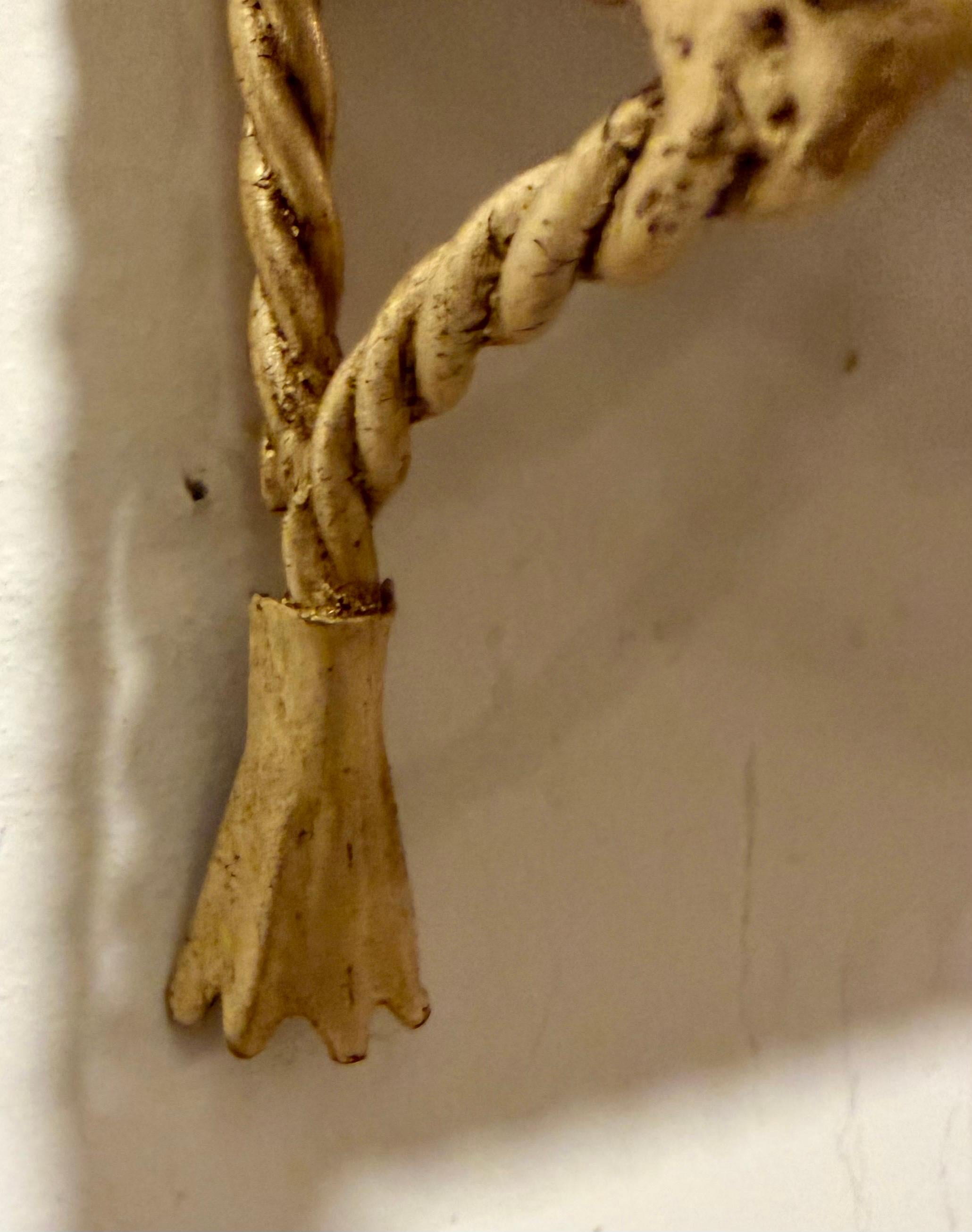 Pair Of Italian Gilt Rope And Tassel Wall Shelves For Sale 6