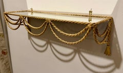 Pair Of Italian Gilt Rope And Tassel Wall Shelves