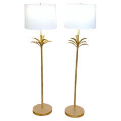 Pair of Italian Gilt Tole Palm Tree Floor Lamps, Additional Lamps Available
