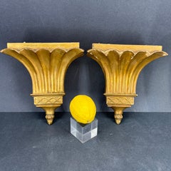 Pair of Italian Gilt Wall Shelves Brackets, Florentine Neoclassical