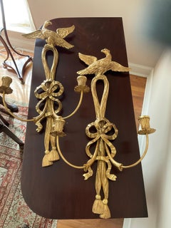 Pair of Italian gilt wood sconces with ho ho birds