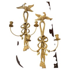 Pair of Italian gilt wood sconces with ho ho birds