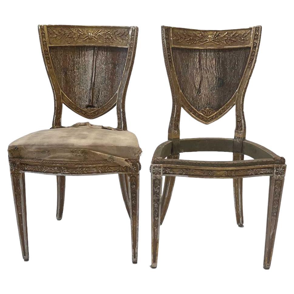 Pair of Italian Gilt Wood Side Chairs
