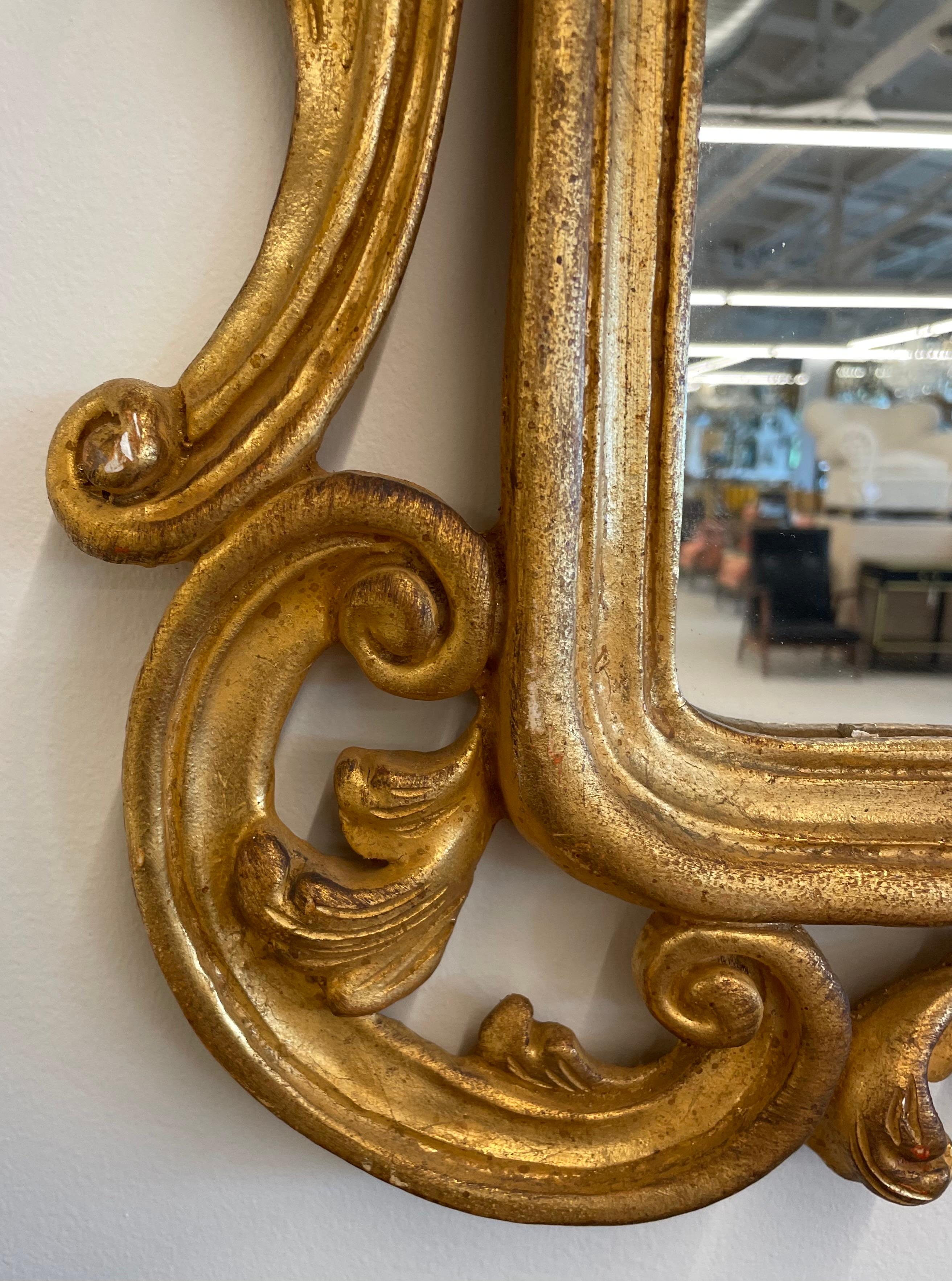 Pair of Italian Gilt Wood Wall or Console Mirrors In Good Condition For Sale In Stamford, CT