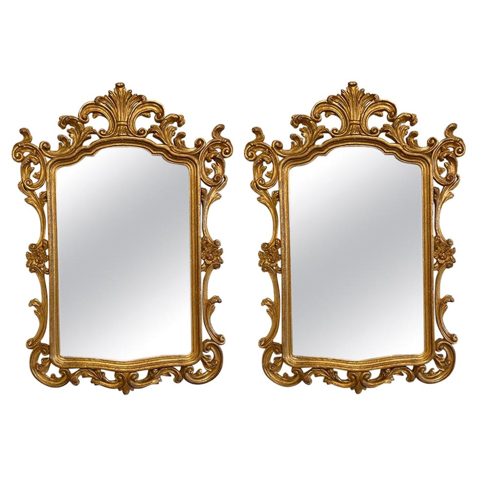 Pair of Italian Gilt Wood Wall or Console Mirrors