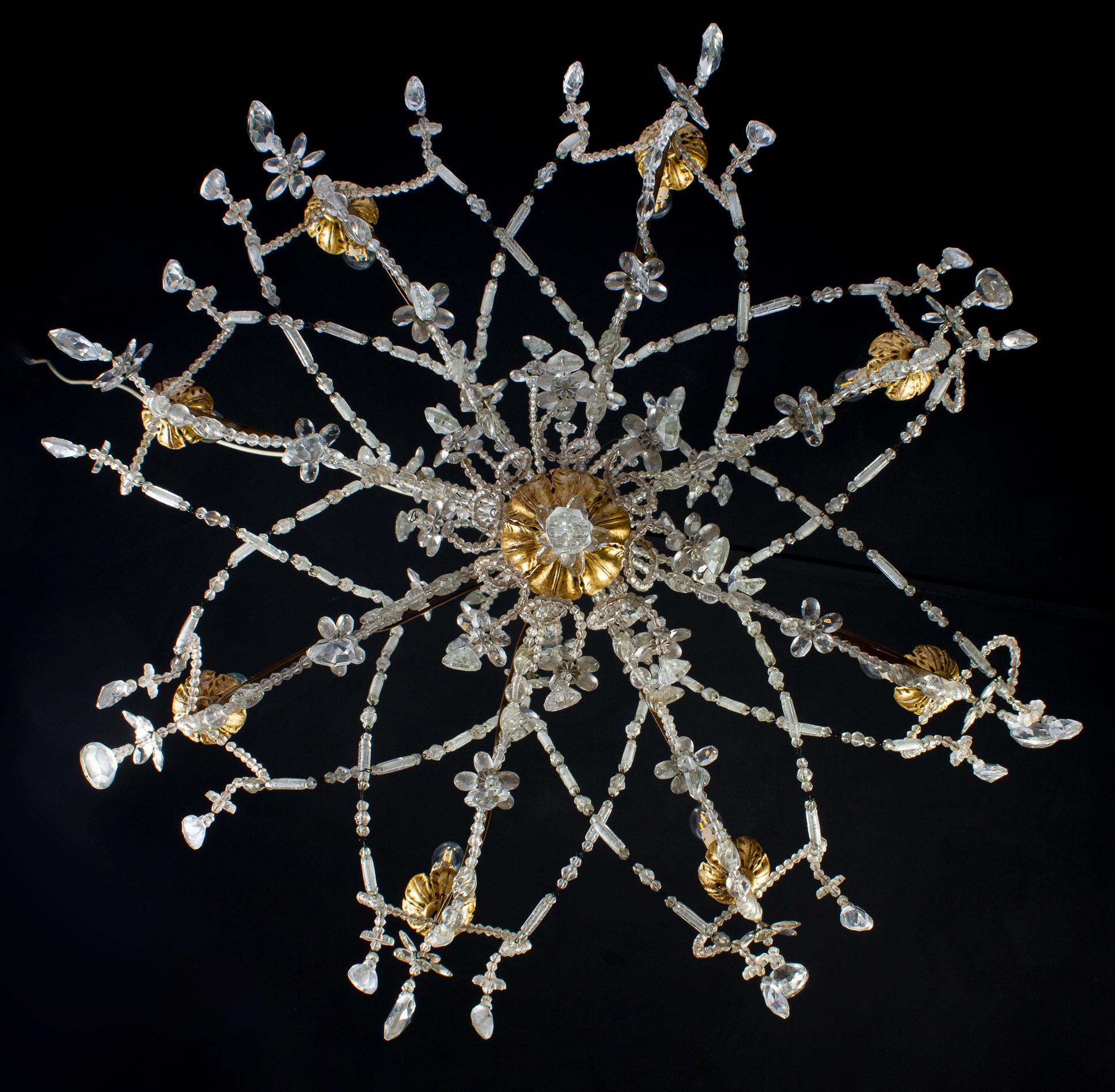 Pair of Italian Giltwood and Crystal Chandelier 18th Century Great Beauty For Sale 7