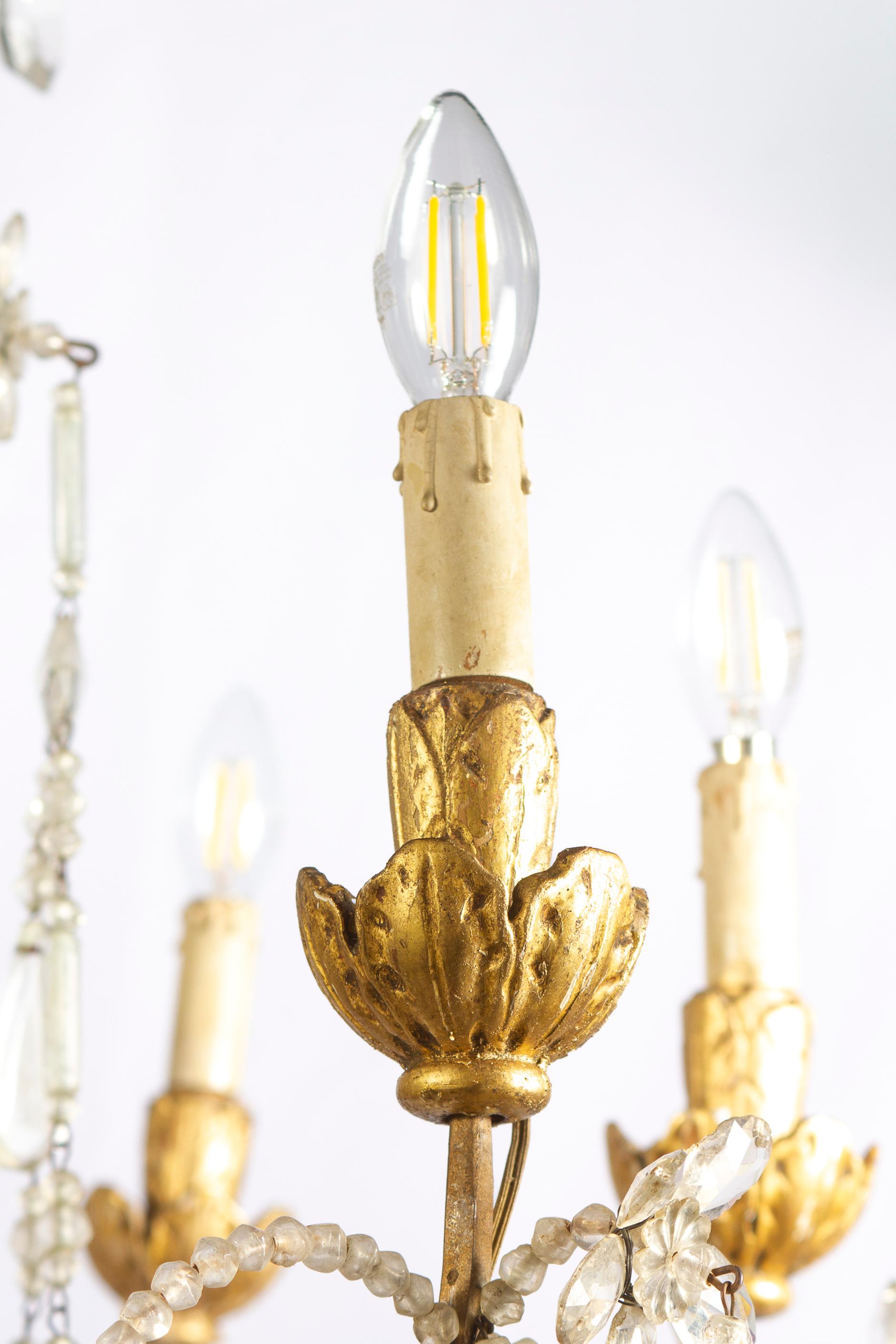 Paar italienische Giltwood und Kristall Kronleuchter 18. Jahrhundert Große Schönheit im Angebot 2
